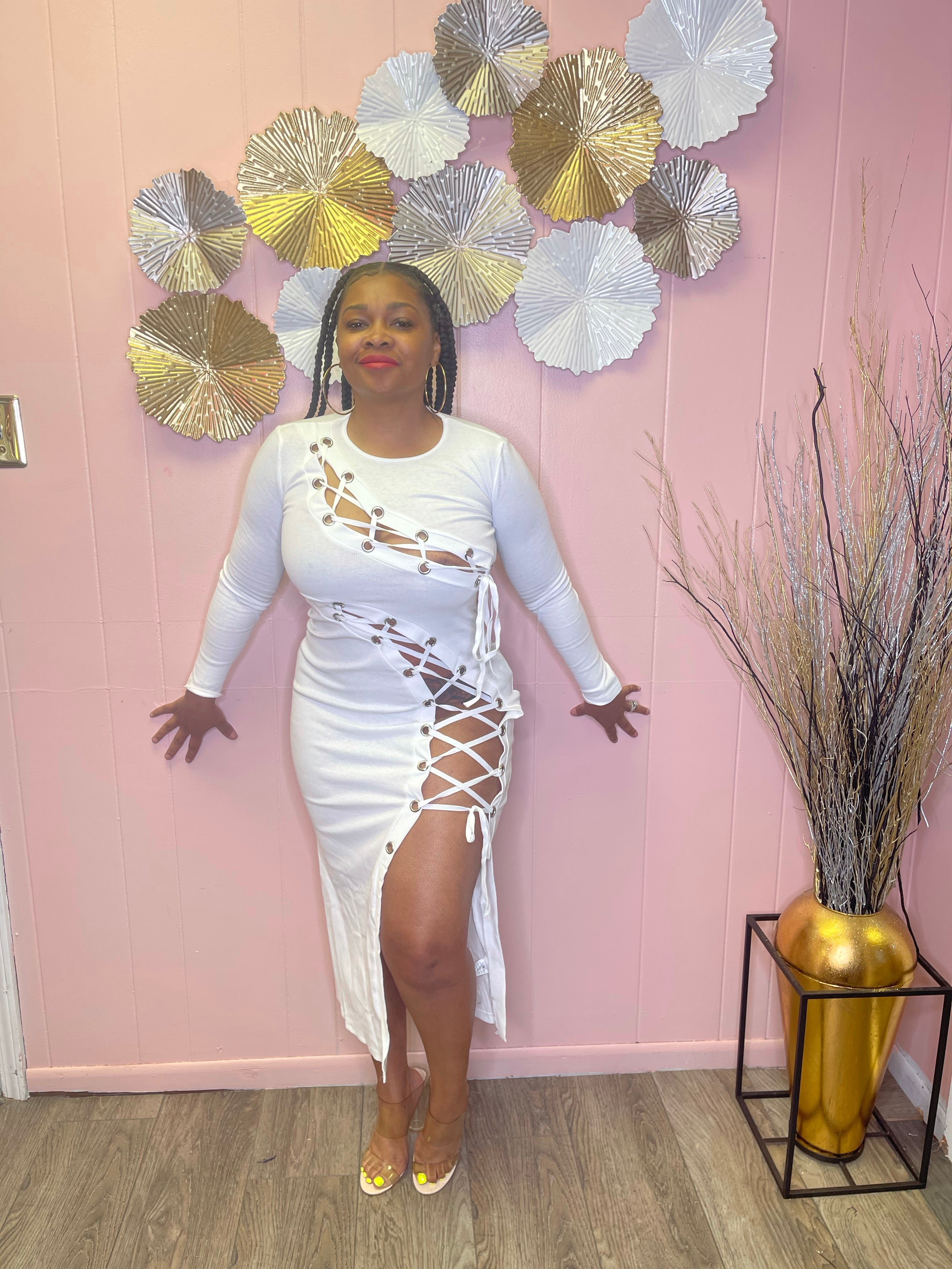 Pretty Oasis Lace Up Bodycon Dress see