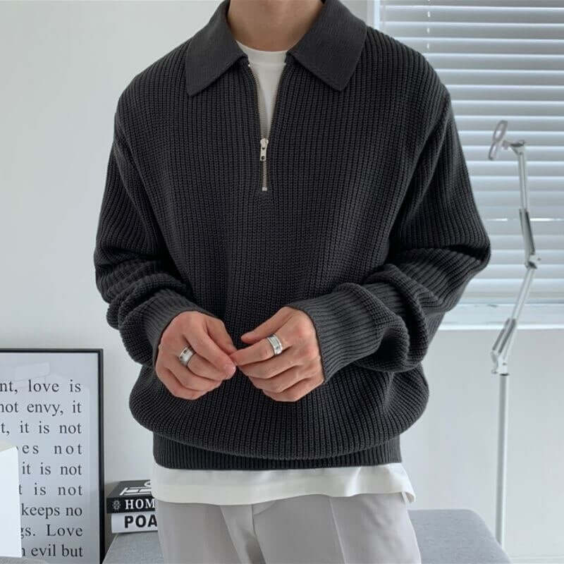 Pull Demi-Zip Moderne Pour Hommes