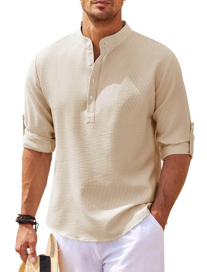 Chemise Manches Longues en Lin Classique Pour Hommes