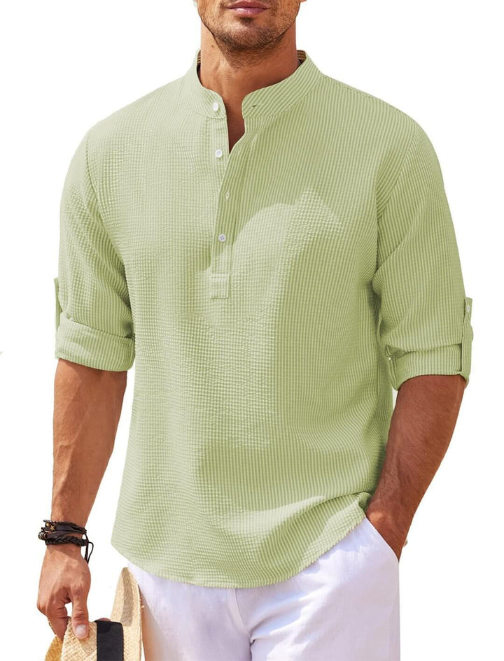 Chemise Manches Longues en Lin Classique Pour Hommes