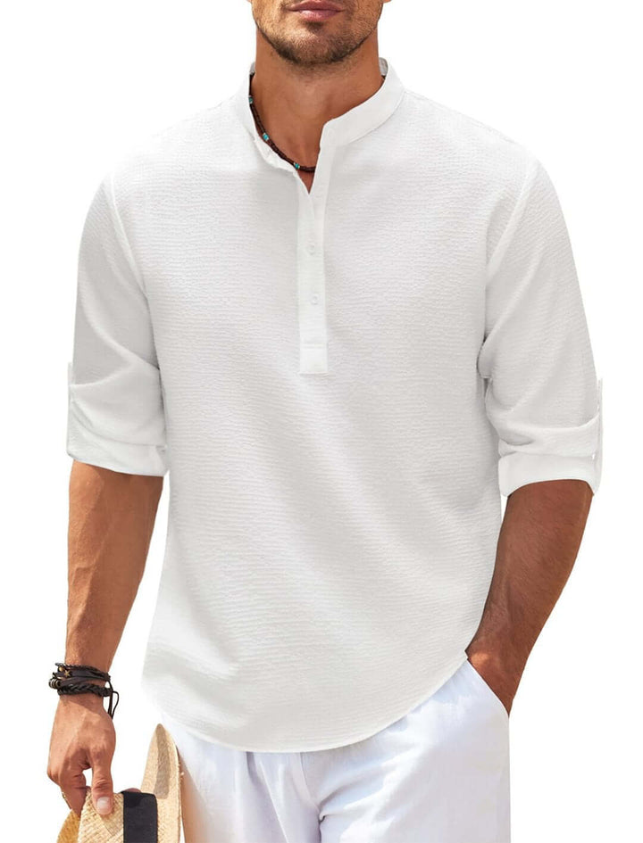 Chemise Manches Longues en Lin Classique Pour Hommes