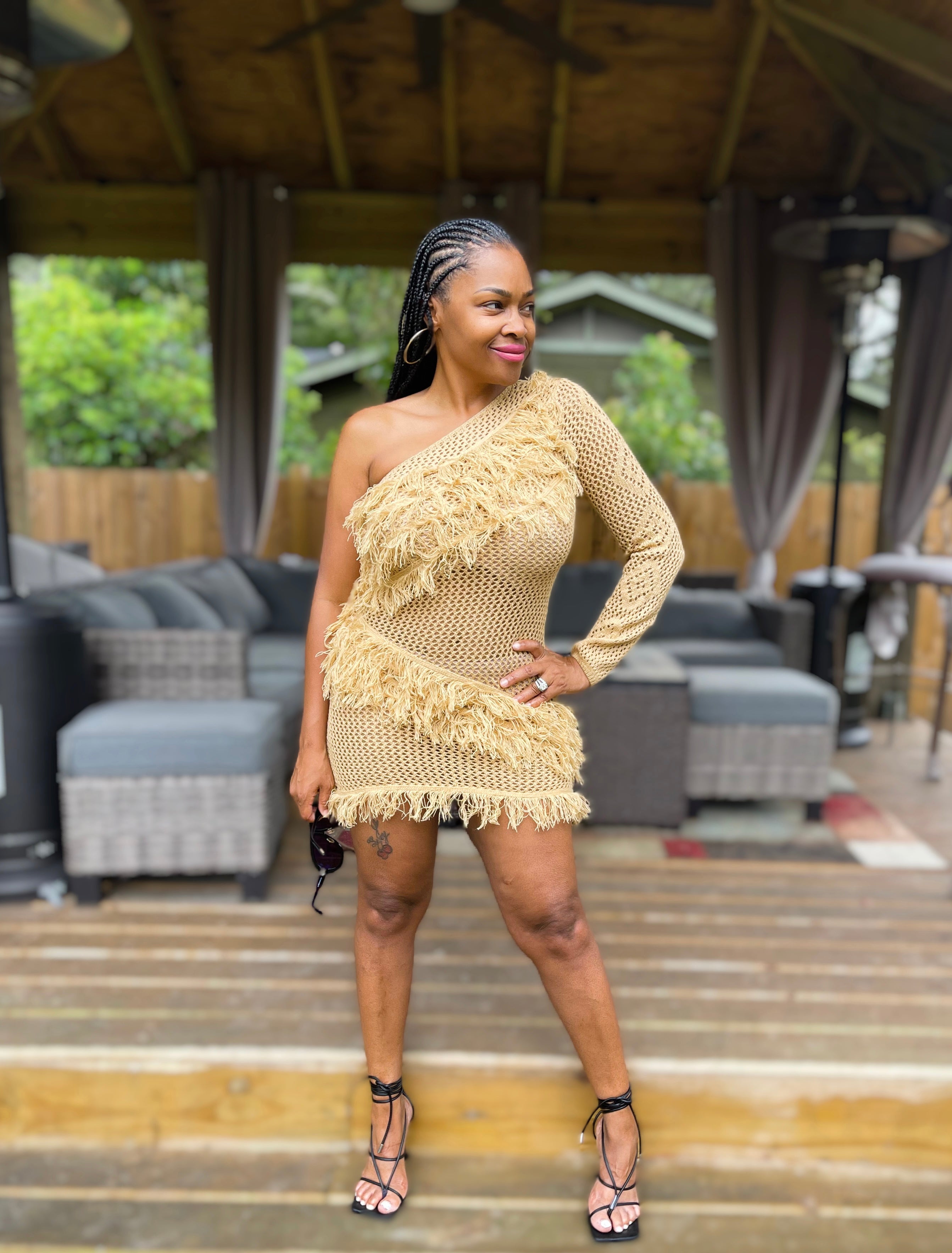 Shake It Shingle Tan Dress